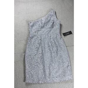 New J.crew Dress Womens 8 Gray Alexa Dress in Leavers Lace One Shoulder A9024